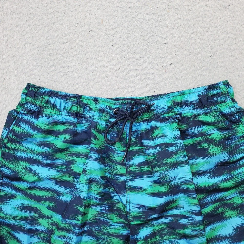 Nautica Swim Shorts Mens L Multi Abstract Pattern Lined Water Polo Drawstring